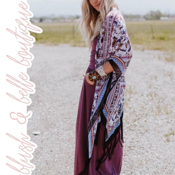 Blush & Belle Accessories - STEVIE Boho Chic Diamond Tassel Kimono Cape